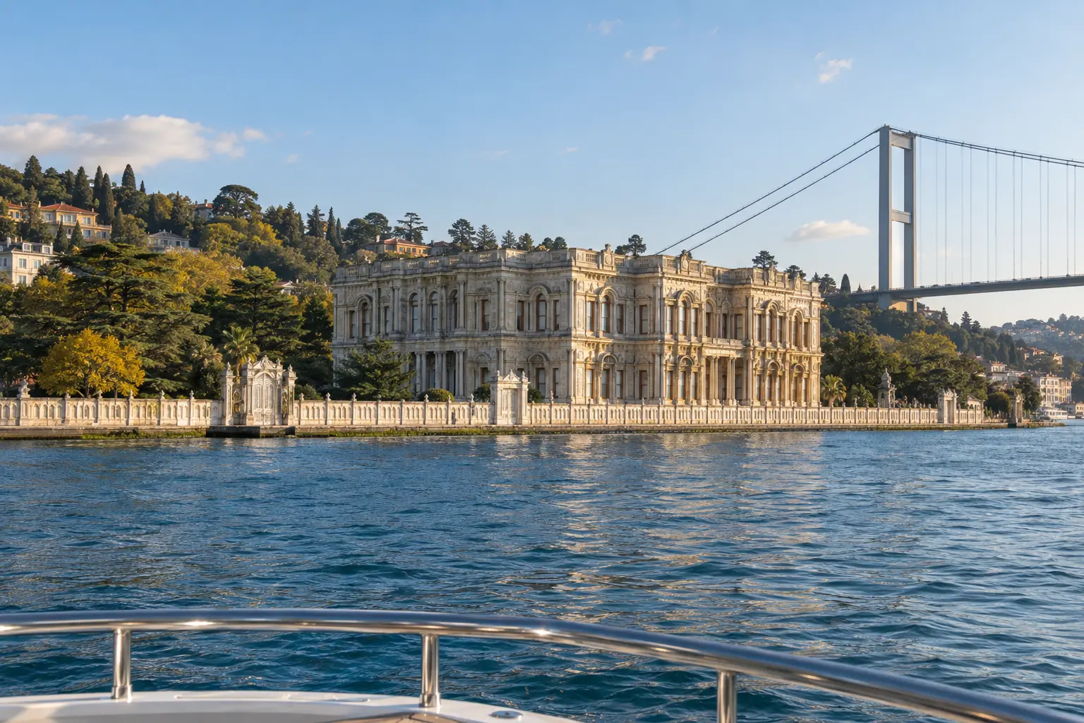 İstanbul Boğazı’ndan görülen Beylerbeyi Sarayı ve kıyı cephesi