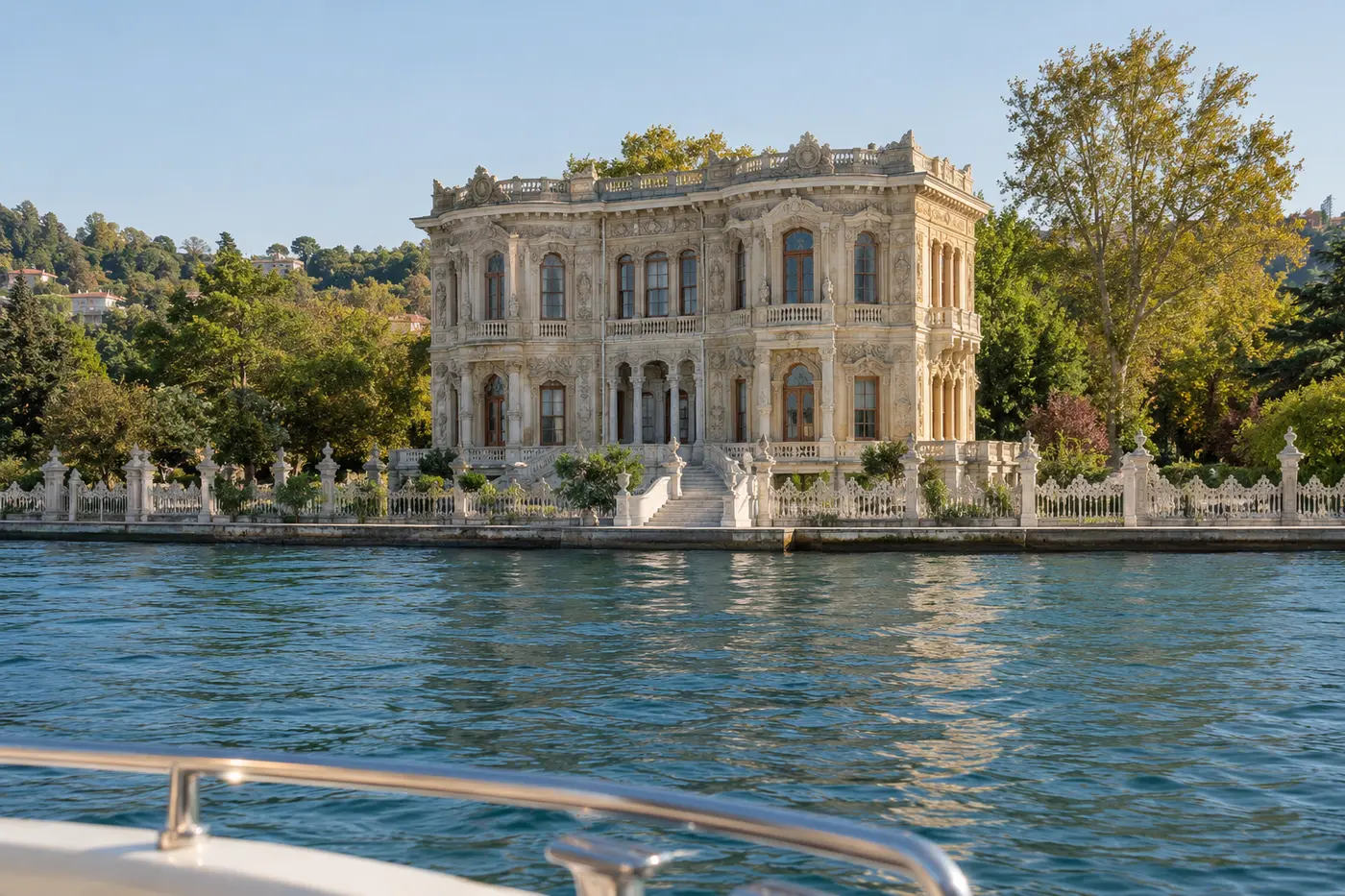 Özel yattan Küçüksu Kasrı’nın süslü Boğaz cephesi