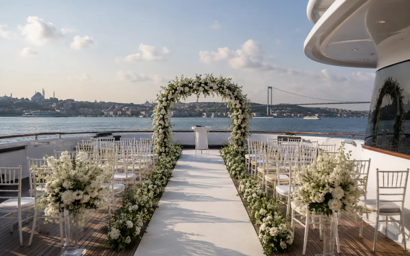 Teknede Düğün için İstanbul Boğazı'nda özel yat organizasyonu