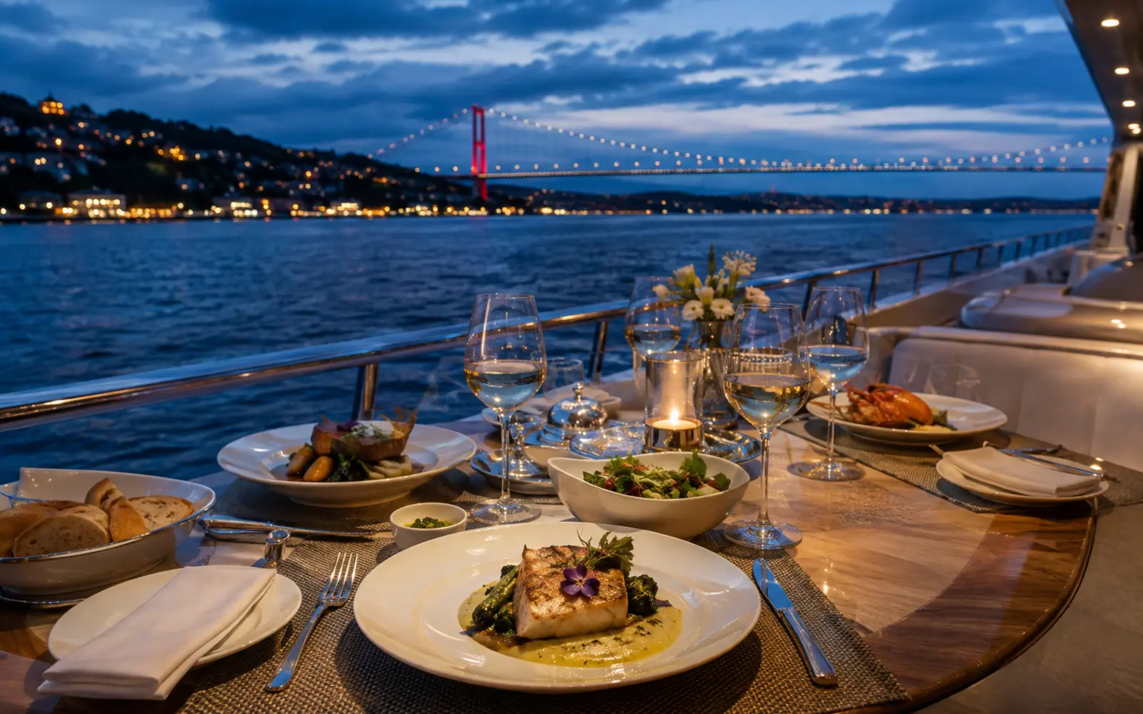 Yatta Akşam Yemeği için İstanbul Boğazı'nda özel yat organizasyonu